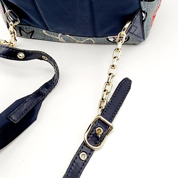 Michael Kors Beacon Backpack Bag Blue Denim Embellished Drawstring Hippie Love - Picture 7 of 16